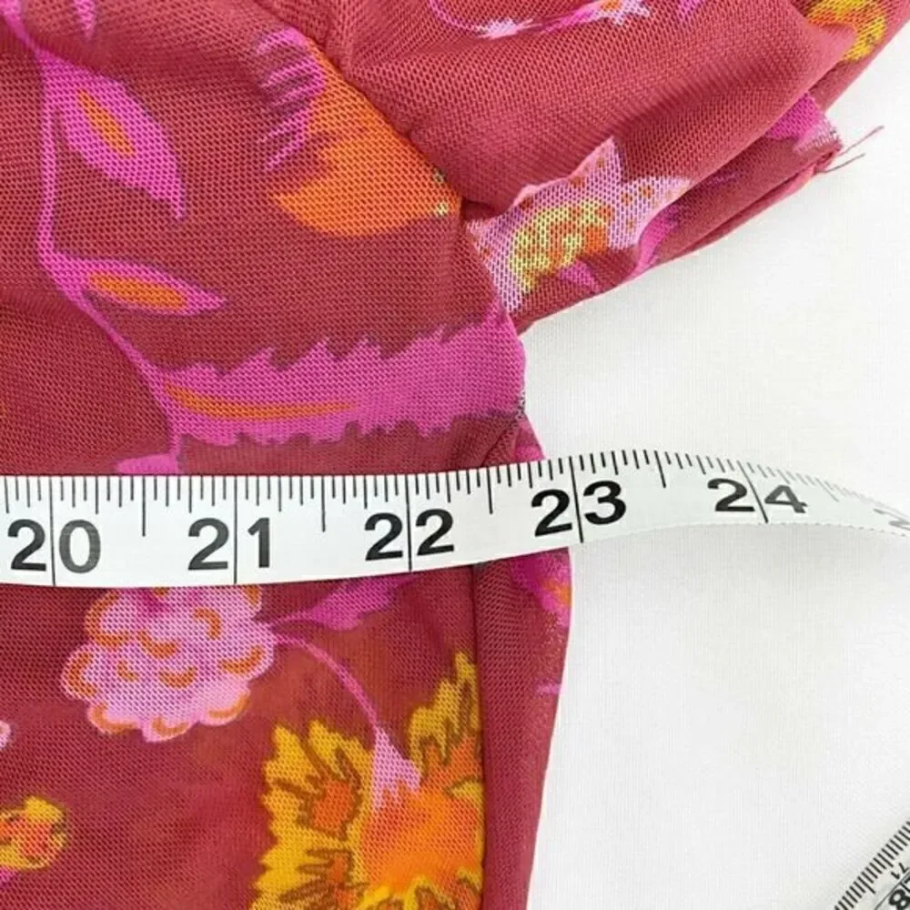 Free People Floral Wildflower Honey Blouse‎ Top Berry Combo Extra Small